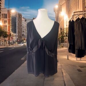 Norton McNaughton Black Sleeveless Blouse with Satin Bow Size 18W